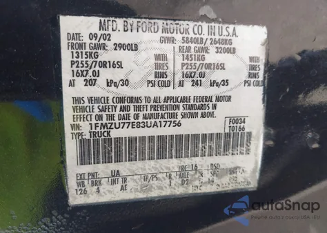 2003 Ford Explorer Sport Trac Xls/Xlt из США, поврежденный, VIN 1FMZU77E83UA17756